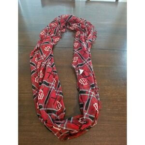 Indiana University Infinity Scarf Women Red Plaid IU Hoosiers Logo Lightweight